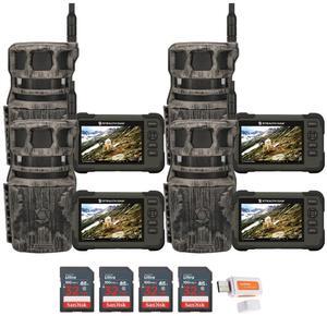Stealth Cam Revolver 36MP 360-Degree Cellular Trail Camera with 1/4-Inch Mount (4-Pack) Bundle with Stealth Cam Card Reader and Viewer (4-Pack), 32GB Memory Card (4-Pack), and Card Reader (13 Items)