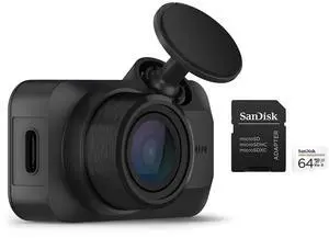 Garmin Dash Cam Mini 3 Ultra-Compact 1080p Camera with 140-Degree Field of View (Black) Bundle with 64GB UHS-I MicroSDXC Memory Card with SD Adapter (2 Items)