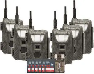 Stealth Cam Flashback 40MP White Flash Cellular Trail Camera 6-Pack with Six 32GB Memory Cards and Card Reader (13 Items)