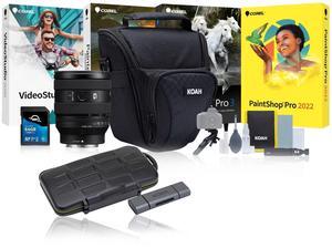 Sony FE 20-70mm F4 G Compact Zoom Lens - Professional Photography Gear with Fast Autofocus - Full-frame E-mount Bundle with 64GB Memory Card, Editing Software, Camera Case, and Accessories (5 Items)