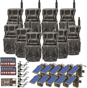 Stealth Cam Revolver 40MP Pro 360-Degree Cellular Trail Camera (10-Pack) Bundle with Solar Power Panel(10-Pack), Trail Camera Holder (10-Pack), 32GB Memory Card (10-Pack), and Card Reader (41 Items)