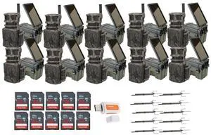 Stealth Cam Revolver 40MP Pro 360-Degree Cellular Trail Camera (10-Pack) Bundle with Trail Camera (10-Pack), Trail Camera Mount Stick (10-Pack), 32GB Memory Card (10-Pack), and Card Reader (41 Items)