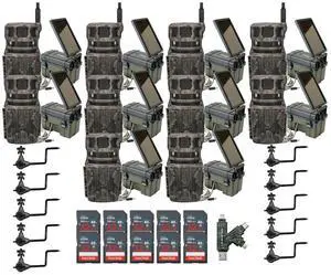 Stealth Cam Revolver 40MP Pro 360-Degree Cellular Trail Camera (10-Pack) Bundle with Trail Camera 12V (10-Pack), Trail Camera Holder (10-Pack), 32GB Memory Card (10-Pack), and Reader-Writer (41 Items)