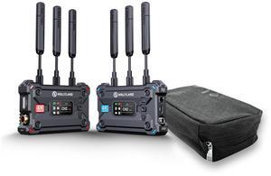 Hollyland Pyro S Wireless Video Transmission System with Auto Dual-Band Hopping Technology Bundle with Folding Storage Travel Case with Zippered Pockets (Black) (2 Items)