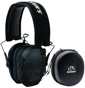 Walkers Razor Quad Electronic Black and Large Muffs with Protection Case Bundle