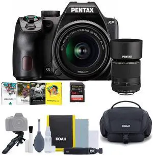 Pentax KF DSLR Camera Kit (Black) with PENTAX DA L 18 to 55mm F3.5-5.6 AL WR Lens Bundle with Pentax Lens, Gadget Bag and Software Bundle of 4 Softwares OEM Photo, and Art Software Suite (5 Items)
