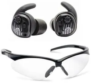 Walkers GWP-ISLR Isolator In-Ear Earbuds (Black) Bundle with Sport Shooting Glasses (Clear) (2 items)