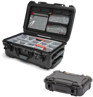 Nanuk 935 Waterproof Hard Case with Lid Organizer, Padded Divider and Wheels (Black) Bundle with Nanuk 225 Waterproof Hard Case (Black) (2 Items)