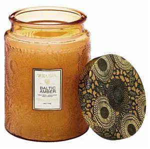 Voluspa Baltic Amber, Large Candle Jar, 18 oz, 100 Hour Burn Time, Coconut Wax for Clean Burning, Handcrafted in the USA