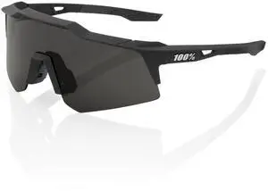 100 Percent Speedcraft XS Sport Performance Comfort Fit Cycling Sunglasses with Lightweight and Shatterproof TR90 Frame and Ultra-Grip Rubber Nose (Soft Tact Black with Smoke Lens)