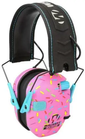 Walkers Razor Slim Electronic Muff with Full-Range Speakers, Omnidirectional Microphones, and Sound Dampening Composite Housing (Pink Sprinkles)