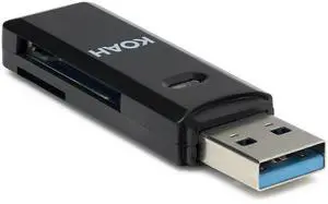 Koah Pro 2-in-1 USB 3.0 Memory Card Reader for SDXC, SDHC, SD, Micro SDXC, Micro SD, Micro SDHC Card