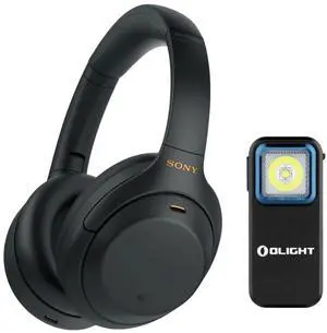 Sony WH-1000XM4 Wireless Headphones (Black) Bundle with Oclip Clip-On Light (2 Items)
