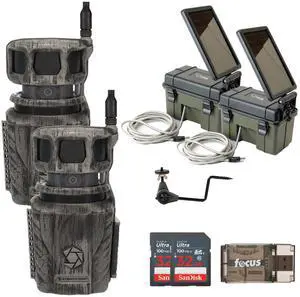 Stealth Cam Revolver 36MP 360-Degree Cellular Trail Camera with 1/4-Inch Threaded Mount (2-Pack) Bundle with Camera Power Pack (2-Pack), Holder (2-Pack), Memory Card (2-Pack) and Card Reader (9 Items)