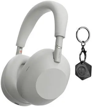 Sony WH-1000XM6 Wireless Noise-Canceling Headphones with QN3 Processor (Silver) Bundle with Swissdigital Bluetooth Locator Chain compatible with FindMy and Android (2 Items)