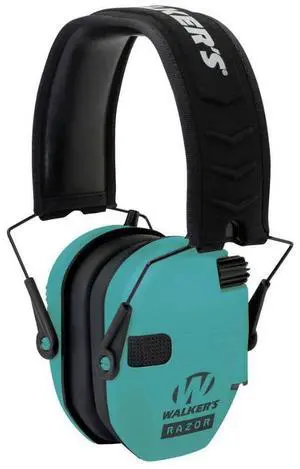 Walker's Razor Compact Electronic Ear Muff for Youth and Women 23dB Noise Reduction Rating with 2 AAA Batteries (Teal)