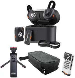 Hollyland Lark M2S Combo, Zhiyun FIVERAY M40 40W Pocket LED, Koah Vlogging Camera Grip and Maxell Folding Storage Bundle