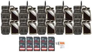 Stealth Cam Revolver 36MP 360-Degree Cellular Trail Camera (10-Pack) Bundle with Stealth Cam Sol-Pak 5000mAh Solar Battery (10-Pack), 32GB Memory Card (10-Pack), and Card Reader (31 Items)