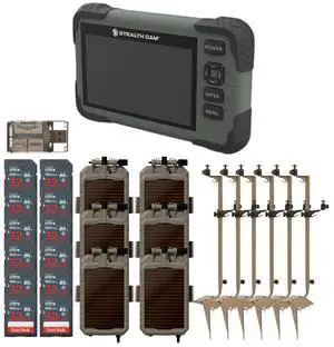 Stealth Cam Adjustable Multi-Pivot Mounting Post (6-Pack) Bundle with Solar Power Panel (6-Pack), SD Card Reader-Viewer (6-Pack), 32GB Memory Card (12-Pack), and 4-In-1 USB Card Reader (31 Items)