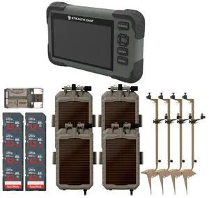 Stealth Cam Adjustable Multi-Pivot Mounting Post (4-Pack) Bundle with Solar Power Panel (4-Pack), SD Card Reader-Viewer (4-Pack), 32GB Memory Card (8-Pack), and 4-In-1 USB Card Reader (21 Items)