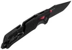 SOG Trident AT Tanto  Cryo D2 Folding Knife with AT-XR Lock, Glass Breaker & Line Cutter (Black/Red)