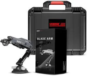 Movmax Blade Arm for DJI Pocket 3, Insta 360, and GoPro HERO 12 Cameras with N2 Arm Technology Bundle with Waterproof Hard Case (Black) (2 Items)