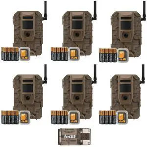 Muddy Mitigator 2.0 24MP Cellular Camera Combo with 720p Video and Versatile Mounting (Brown, 6-Pack) Bundle with All-In-One High Speed Card Reader (7 Items)