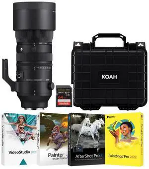 SIGMA 70-200 mm F2.8 DG DN OS Sports for Leica L-Mount- High-Performance Photography Lens Bundle with Waterproof Storage Hard Case Photo Editing Software, 64GB Memory Card (4 Items)