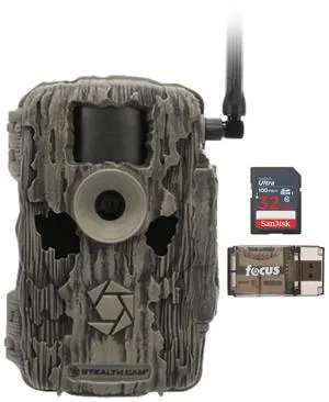 Stealth Cam Fusion MAX 2.0 36MP Cellular Wireless Trail Camera Bundle with 32 GB Memory Card and Card Reader (3 items)