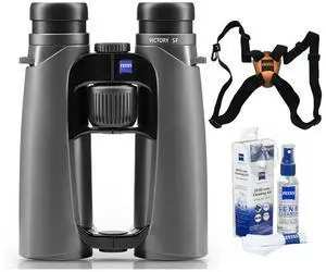 Zeiss 8x42 Victory SF Binoculars (Black) with Harness and Cleaning Kit Bundle (3 Items)