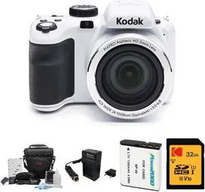 Kodak PIXPRO AZ421 Digital Camera (White) with 32GB SD Card and Accessory Kit