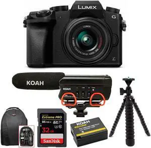 Panasonic LUMIX G7 Mirrorless Camera with 14-42mm Lens and Koah Microphone Bundle