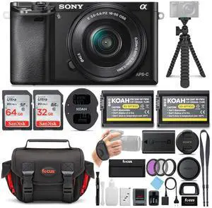Sony Alpha a6000 24.3MP Mirrorless Digital Camera with 16-50mm Lens (Black) and Accessory Bundle