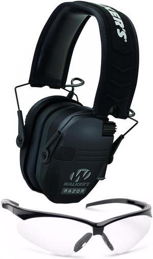 Walker's Razor Slim Electronic Shooting Range Earmuffs (Black) and Glasses Kit