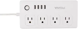 Vivitar Smart Home Power Strip, Multi Plug with 4 USB Ports (HA-1007)