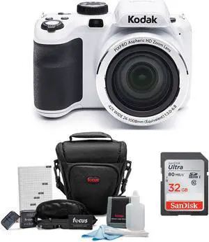 Kodak PIXPRO AZ421 Digital Camera (White) with 32GB SD Card and Accessory Kit