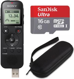 Sony ICDBX140 4GB MP3 Digital Voice Recorder w/ Hardshell Case and 16GB SD Card