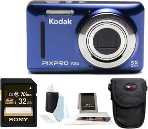 Kodak PIXPRO Friendly Zoom FZ53 (Blue) + Sony 32GB Class 10 70MB/s SDHC Memory