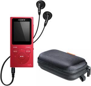 Sony NW-E394 Walkman MP3 Player (8GB, Red) with Hard Carrying Case