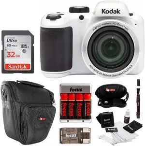 Kodak Pixpro AZ401 Astro Zoom Digital Camera (White) with 32GB SD Card Bundle