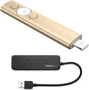 Logitech Spotlight Presentation Remote (Gold) with 4 Port USB 3.0 Hub