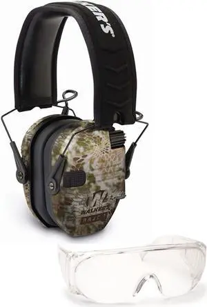 Walker's Razor Slim Shooting Muffs Kit with OTG Safety Glasses, Kryptek Camo