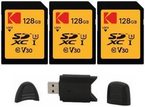 Kodak SD 128GB UHS-I U3 V30 Ultra (95MB/s Read, 85MB/s write) - 3 Pack