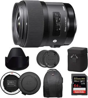 Sigma 35mm f/1.4 DG HSM ART Lens for Canon EF with USB dock and 64GB SDXC Card