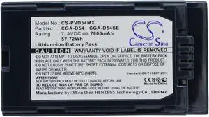 Battery for Panasonic AG-DVC30 CGA-D54 CGA-D54S D54SE CGR-D54S VW-VBD55 7800mAh