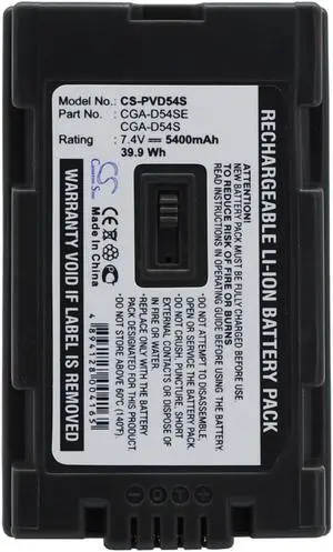 Battery for Panasonic AG-DVX100 CGA-D54 CGA-D54S CGP-D54S CGR-D54S 5400mAh