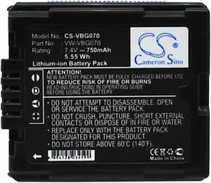 Battery for Panasonic HDC-SD700 HDC-SD9 SDR-H50 VW-VBG070 VW-VBG070A VW-VBG070-K