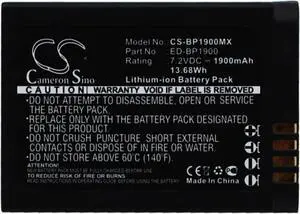 Battery for Samsung NX1 EV-NX1ZZZBMBUS NX1ZZZBQBUS ED-BP1900 CS-BP1900MX 1900mAh