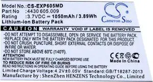 Battery for Eppendorf Easypet 3 4430 605.009 CS-EXP605MD 3.7v 1050mAh 3.89Wh