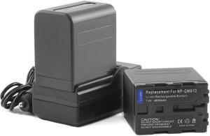 2 Battery + Charger for Sony NP-QM91D HVR-A1 DCR-HC14 DCR-HC14E HDR-HC1 NP-FM50 DCR-TRV14 DCR-TRV255